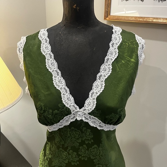 Inspired Hearts Green Y2K Classic Fairy Floral Style Maxi Slip Dress Medium FLAW - Picture 2 of 16